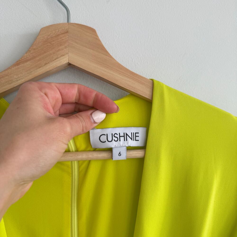 Cushnie Et Ochs Neon Deep V-Neck Midi Evening Dress Yellow 6 - Picture 5 of 9